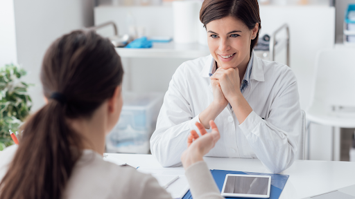 A smiling healthcare professional.