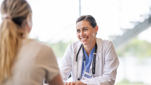 A smiling healthcare professional.
