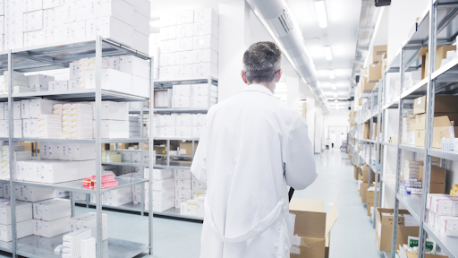 Healthcare professional in a medical store room